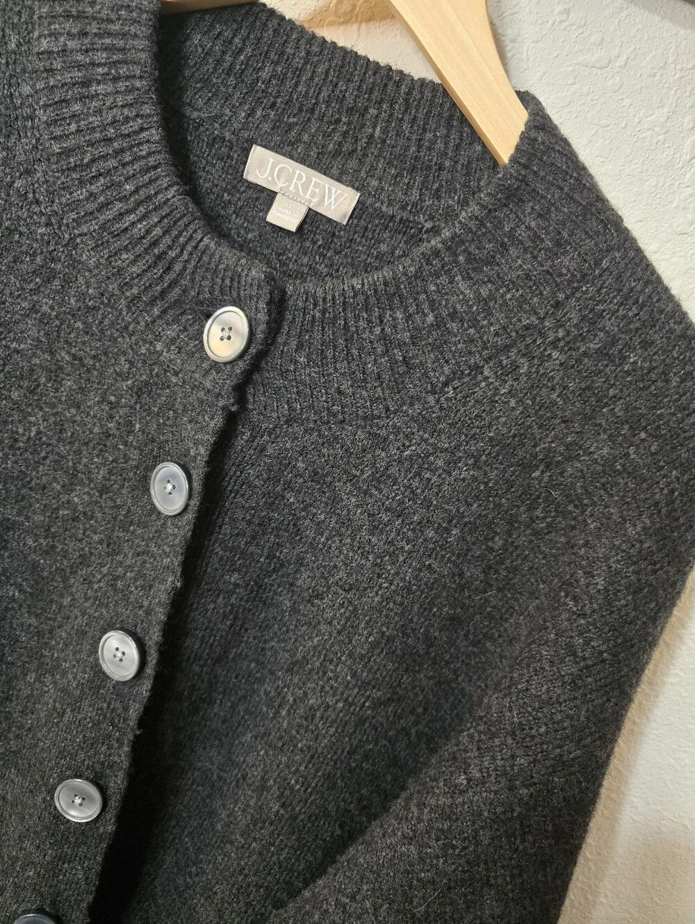 J. Crew Dark Gray Button-Front Oversized Chunky Cardigan Sweater
